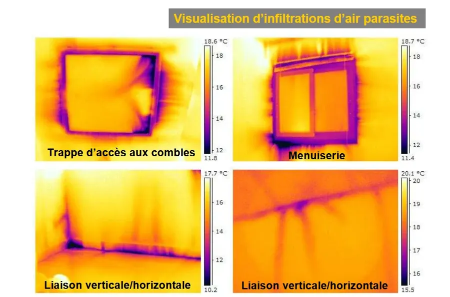 Thermographie d&rsquo;une maison mal isol&eacute;e