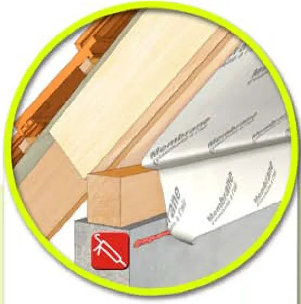 Jonction mur-toiture, traitement de l'&eacute;tanch&eacute;it&eacute; &agrave; l'air